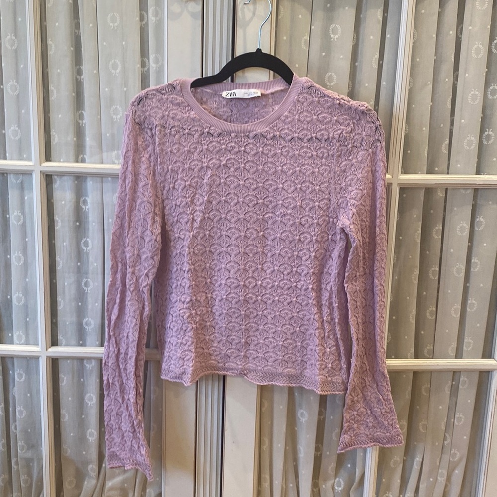 Zara Lilac Purple Crochet long sleeve